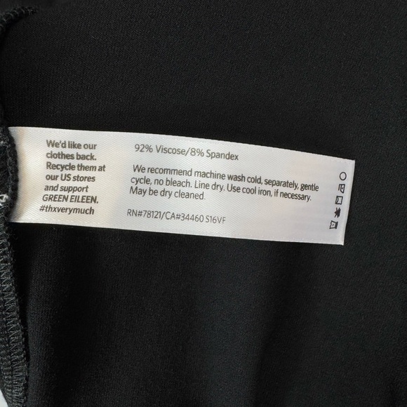 Eileen Fisher Size Small Button Front Polo Shirt Dress Black Stretch Jersey Knit - Picture 5 of 5